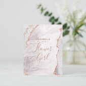 Invitation White & Rose Gold Agate Serez-Vous Ma Fille Fleur (Debout devant)