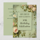 Invitation White Rose Green (Devant / Derrière)