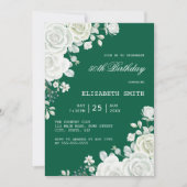 Invitation White Rose Green Pastel Anniversaire (Devant)
