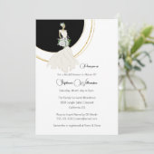 Invitation White rose mariée or accent douche nuptiale (Debout devant)