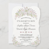 Invitation White Rose Marine Blue Engagement Party (Devant)