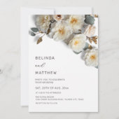Invitation White Roses 3D Flowers Elegant White Wedding (Devant)