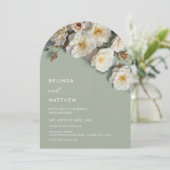 Invitation White Roses 3D Flowers Modern Arch Wedding (Debout devant)