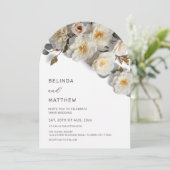 Invitation White Roses 3D Flowers Modern Arch Wedding (Debout devant)