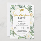 Invitation White Roses Floral Gold Frame Party (Devant)