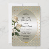 Invitation White Roses Gold Hearts Fête des mariées (Devant)