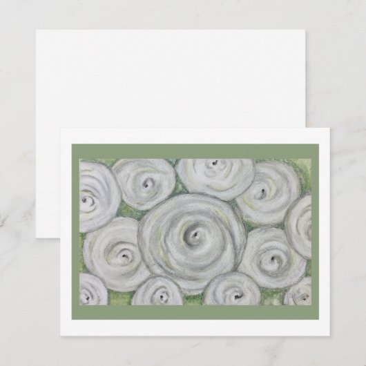 Invitation White Roses Note card (Devant / Derrière)
