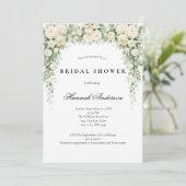 Invitation White Roses Watercolor Florals Bridal Shower (Debout devant)