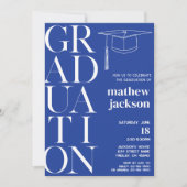 Invitation White Royal Blue Arrière - plan '24 Graduation Par (Devant)