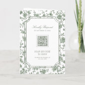 Invitation White Sage Green Chinoiserie Crest QR Code Wedding (Dos)