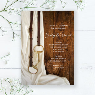 Invitation White Satin et Horse Bit Western Engagement Party