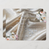 Invitation White Satin Roses Wedding (Devant / Derrière)