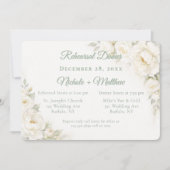 Invitation White Satin Roses Wedding Rehearsal Dinner (Devant)