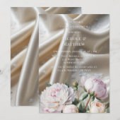 Invitation White Satin with Roses and Peony Couples Shower (Devant / Derrière)