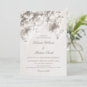 Invitation White Sculptured Floral 3D Roses Wedding  (Debout devant)