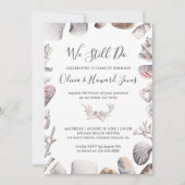 Invitation White Seashell Beach Nous Continuons Vow Renouvell (Devant)