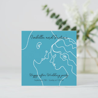 Invitation white silhouette doodle couple in love