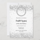 Invitation White silver photo diamonds birthday (Devant)