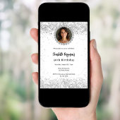 Invitation White silver photo diamonds birthday