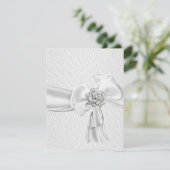 Invitation White Silver Rose Metal Jewel Ribbon Event (Debout devant)