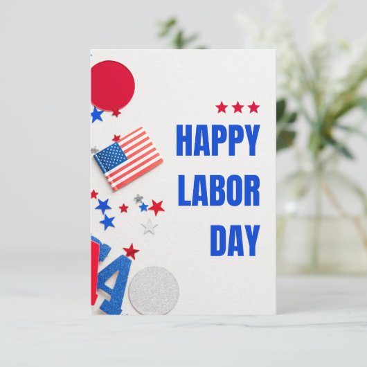 Invitation White Simple Joyeuse Fête du Travail (Debout devant)