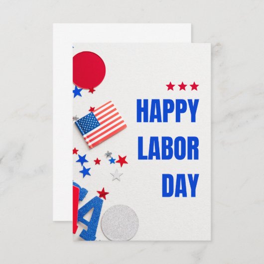 Invitation White Simple Joyeuse Fête du Travail (Devant / Derrière)