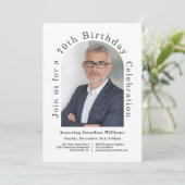 Invitation White Simple Photo Arch 70e fête d'anniversaire (Debout devant)