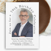 Invitation White Simple Photo Arch 70e fête d'anniversaire