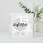 Invitation White Snowflake Winter Wonderland Baby shower (Debout devant)