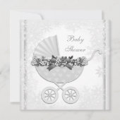 Invitation White Snowflake Winter Wonderland Baby shower (Devant)