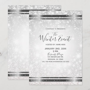 Invitation White Sparkle Elegant Winter Wonderland Event