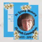 Invitation White Spider Mums Photo Memory Citation Memorial (Devant / Derrière)