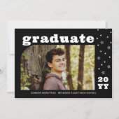 Invitation White Stars Retro Photo Graduation (Devant)