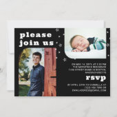 Invitation White Stars Retro Photo Graduation (Dos)