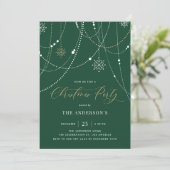 Invitation White String Lights Green Christmas Party (Debout devant)