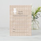 Invitation White Teddy Bear Guess The Baby Food Douche Jeu (Debout devant)
