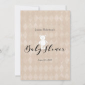 Invitation White Teddy Bear Guess The Baby Food Douche Jeu (Dos)