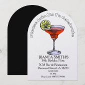 Invitation White Theme Adult Birthday (Devant / Derrière)