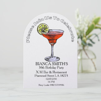 Invitation White Theme Adult Birthday  