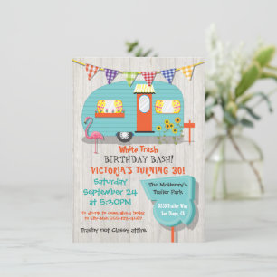 Invitation White Trash Anniversaire de la fête de bastion