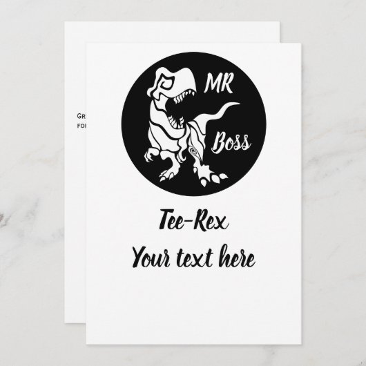 Invitation White Trex the Boss Dino (Devant / Derrière)