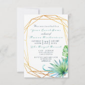 Invitation White Tropic Aqua Gold Frame Anniversaire (Devant)