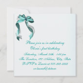 Invitation White Turquoise Blue Girls 1er anniversaire (Dos)