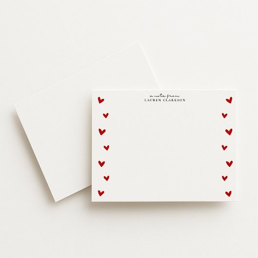 Invitation White Valentine Heart Border Note Card