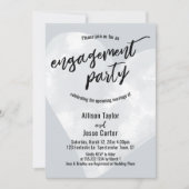 Invitation White Watercolor Heart Engagement Party Light Grey (Devant)