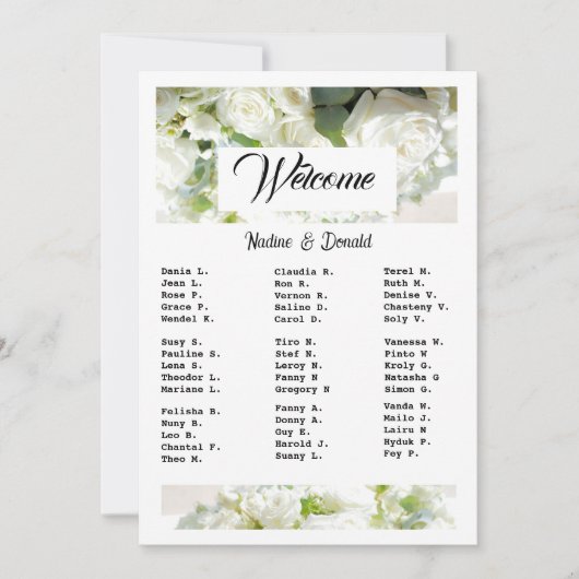 Invitation White Wedding Greenery Downloadable Seating Chart (Devant)