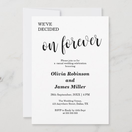 Invitation White We've Decided On Forever Casual Wedding  (Devant)