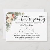 Invitation White Winter Floral Let's Party Engagement (Devant)