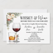 Invitation White Winter Floral Whiskey & Wine Couples Shower (Devant)