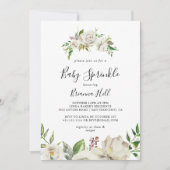 Invitation White Winter Peony Floral Baby Sprinkel (Devant)